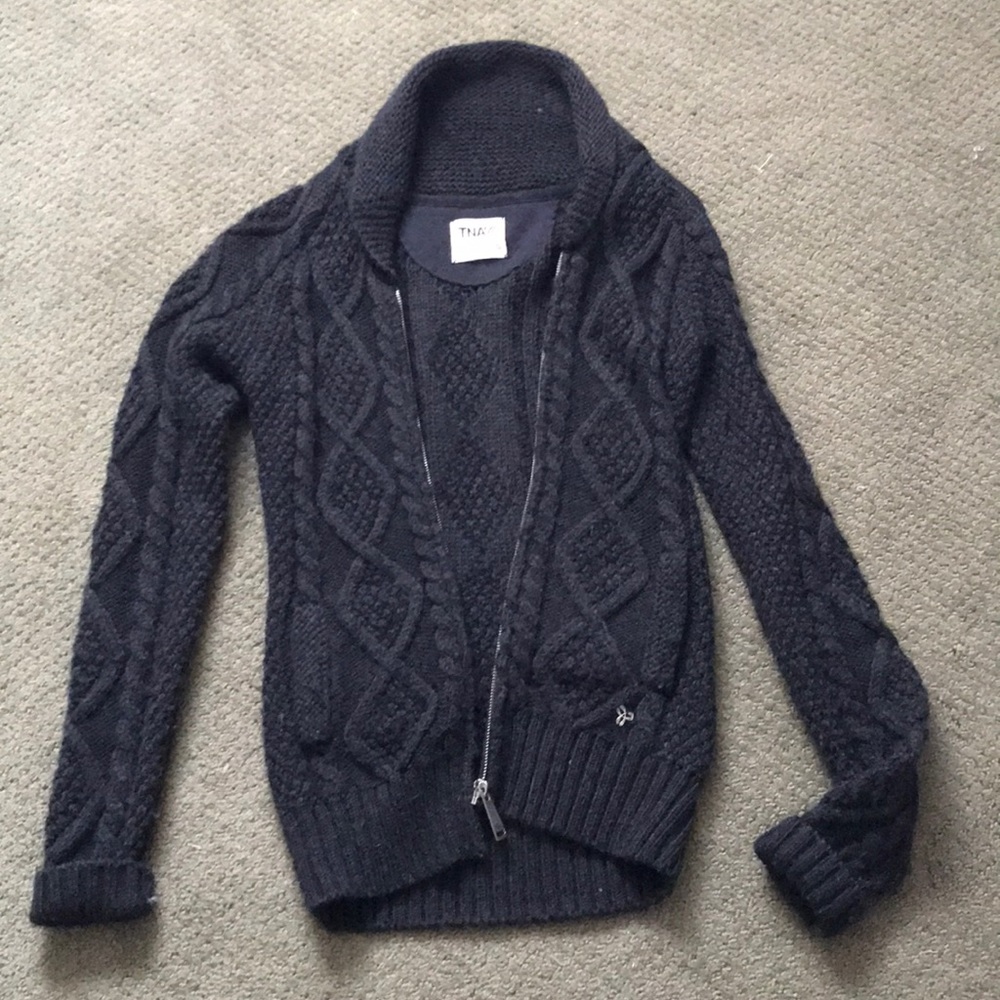 Charcoal grey zip sweater cardigan